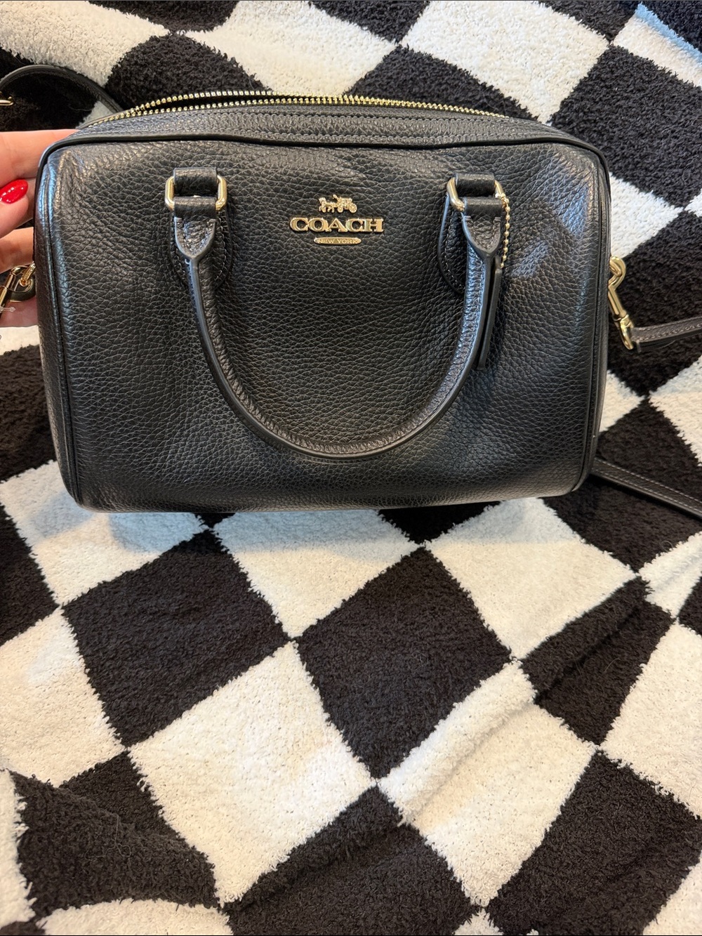 Coach Rowan Black Leather Satchel with Gold Hardware - Picture 2 of 4